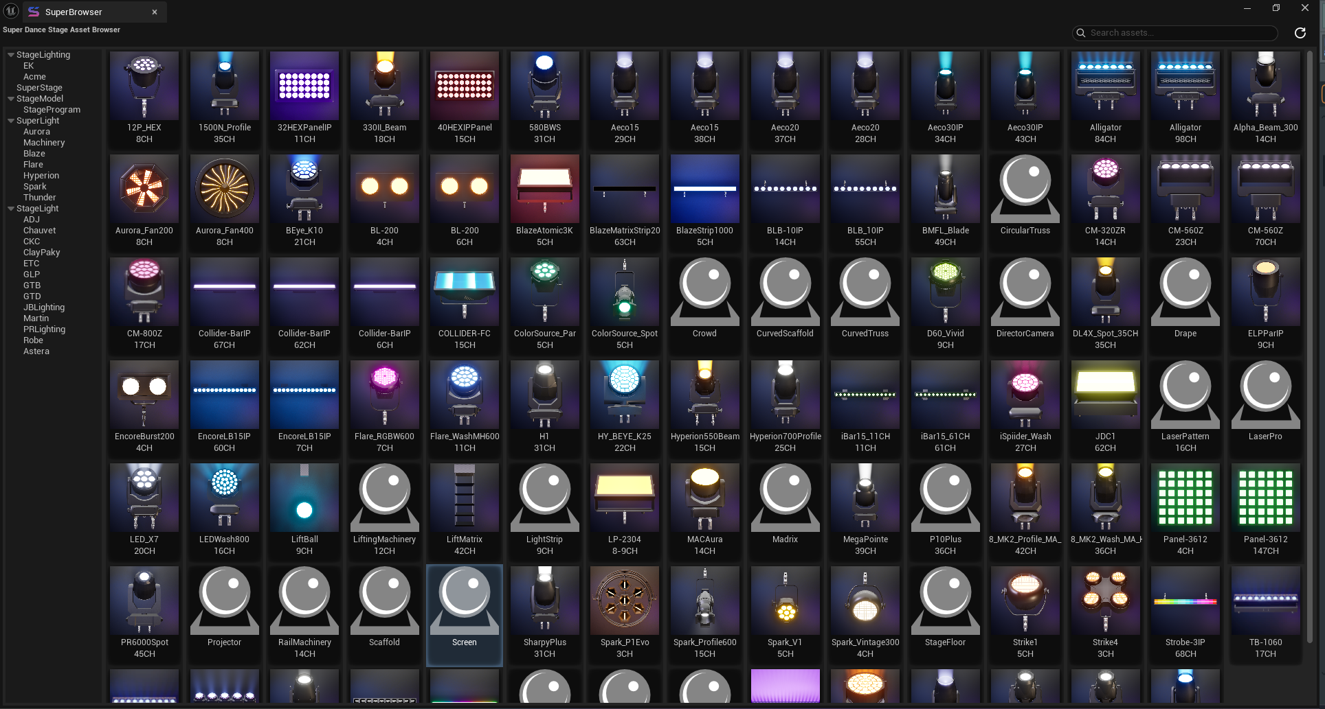 Fixtures and stage resources.