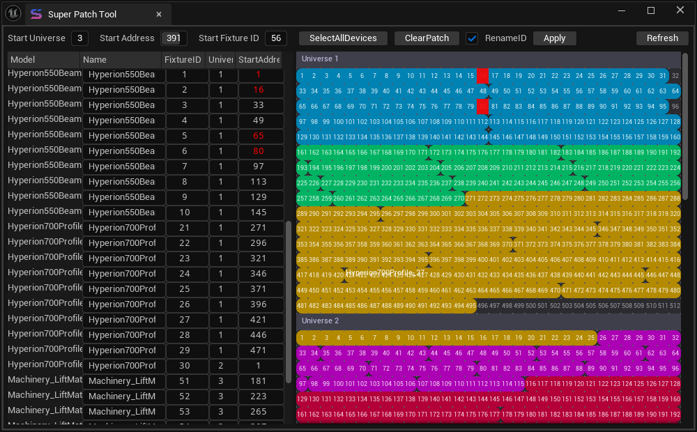 DMX and patch consistency layer.